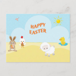 Postal Felices animales de granja de la Semana Santa