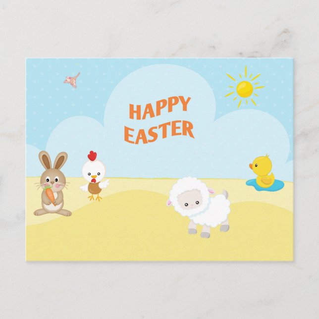 Postal Felices animales de granja de la Semana Santa (Anverso)