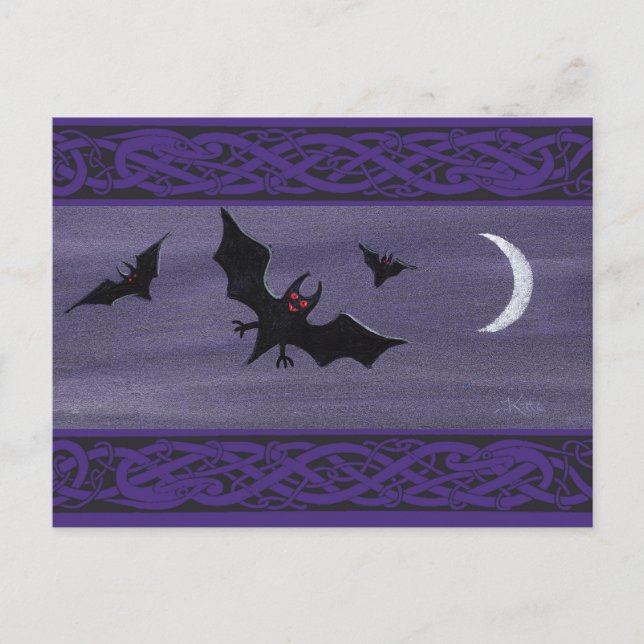 Postal Felices Bats de Halloween (Anverso)