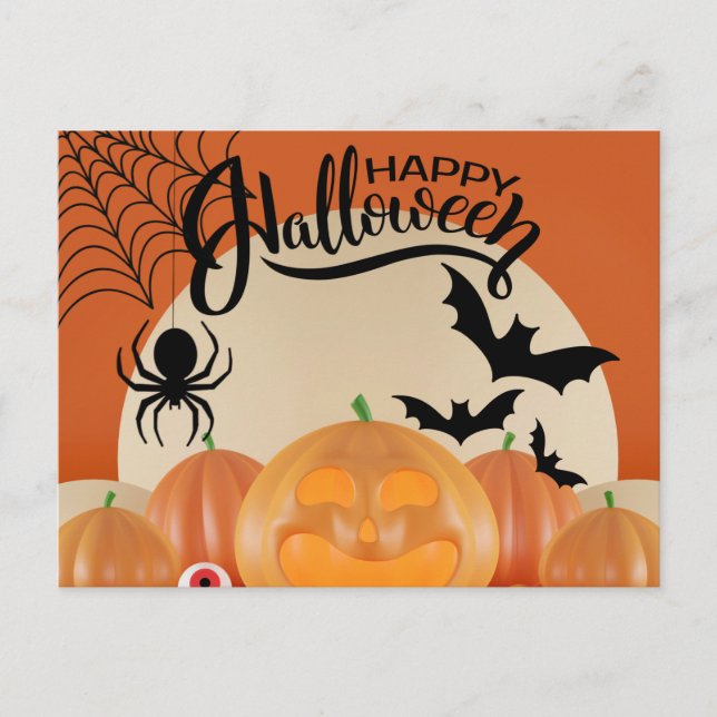 Postal Felices Calabazas, Bats y Spider (Anverso)
