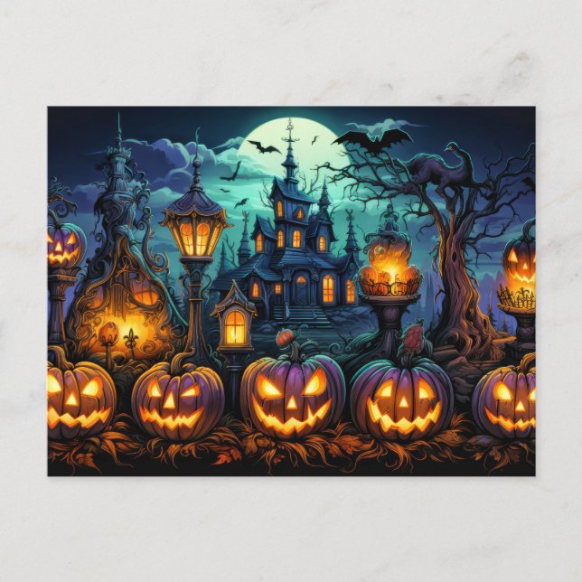 Postal Felices Calabazas de Halloween (Anverso)