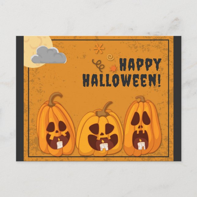 Postal Felices calabazas de Halloween (Anverso)