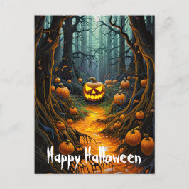Postal Felices calabazas de Jack o Lantern en Halloween
