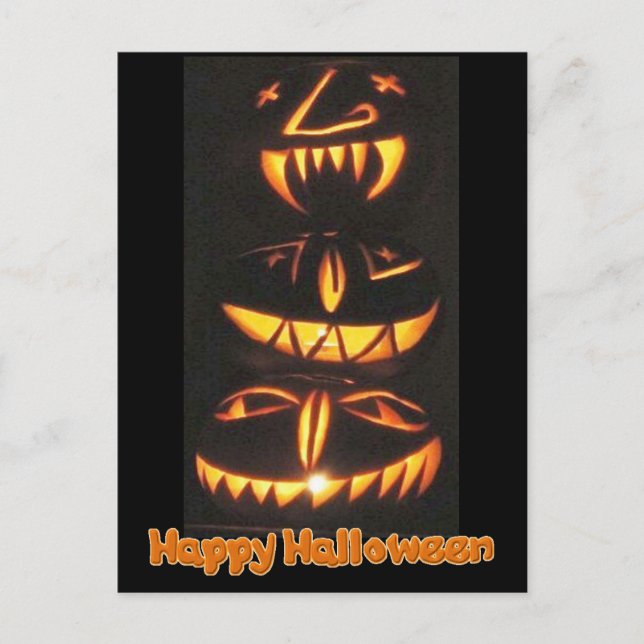 Postal Felices caras de Jack o'Lantern (Anverso)