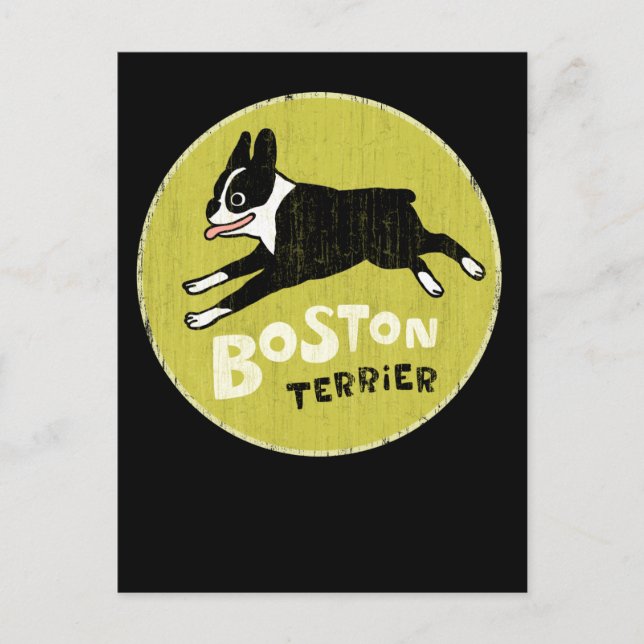 Postal Felices carreras de perros terribles de Boston (Anverso)