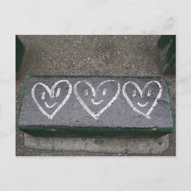 Postal Felices corazones (Anverso)