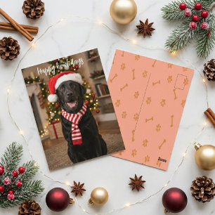 Postal Felices días aulladores Laboratorio negro navideño