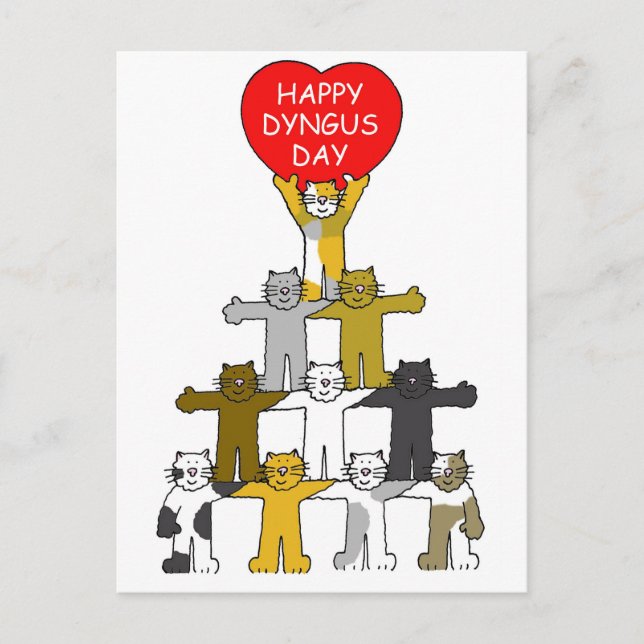 Postal Felices Dyngus Day April Personalizados gatos (Anverso)