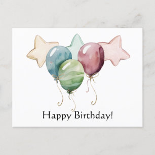 Postal Felices Estrellas de Cumpleaños y Globos