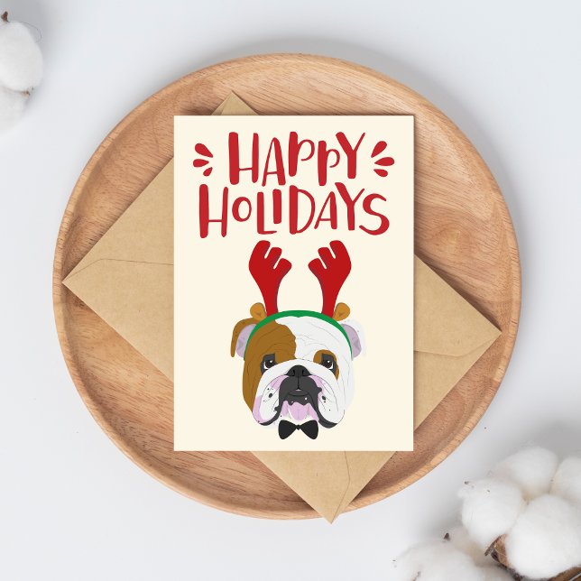 Postal Felices fiestas - Agradables Navidades de Bulldog  (Subido por el creador)