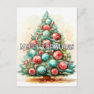 Postal Felices Fiestas Árbol de Navidad Alegre