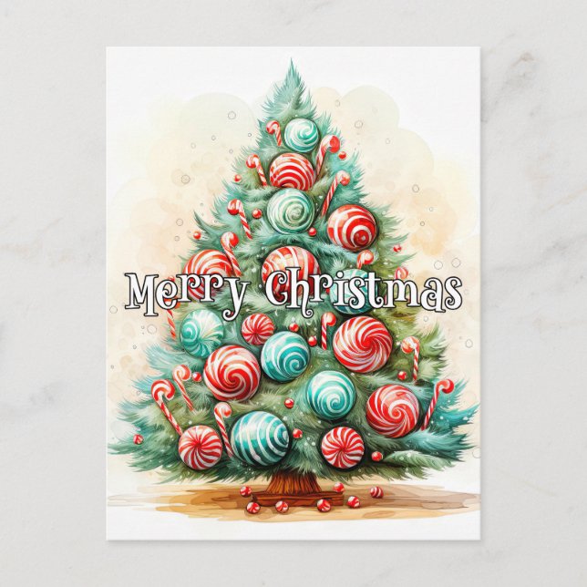 Postal Felices Fiestas | Árbol de Navidad Alegre (Anverso)