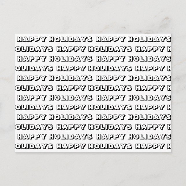 Postal "Felices fiestas" blanco negro (Anverso)