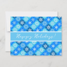 Postal Felices fiestas Blue Snowflakes