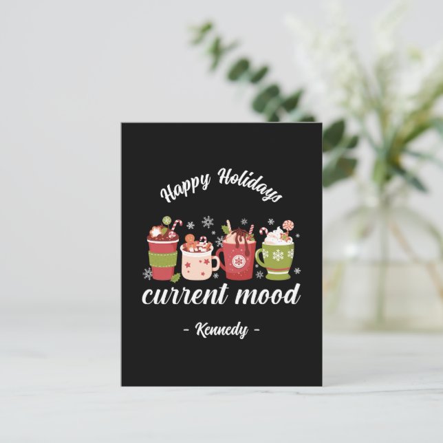 Postal Felices fiestas - Cacao caliente (Anverso de pie)