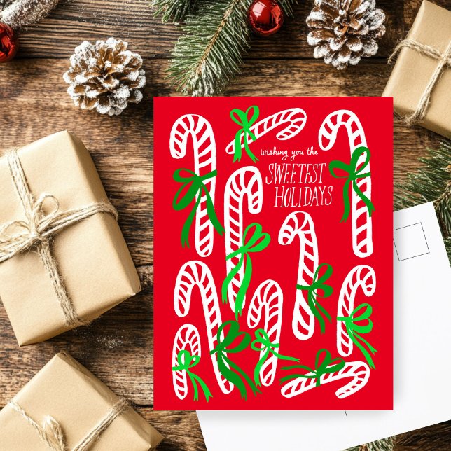 Postal Felices Fiestas Candycanes Dulces Navidades Cute (Happy Holidays Candycanes Sweet Cute Christmas Postcard
)