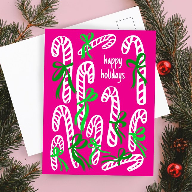 Postal Felices Fiestas Candycanes Dulces Navidades Cute (Happy Holidays Candycanes Sweet Cute Christmas Postcard
)