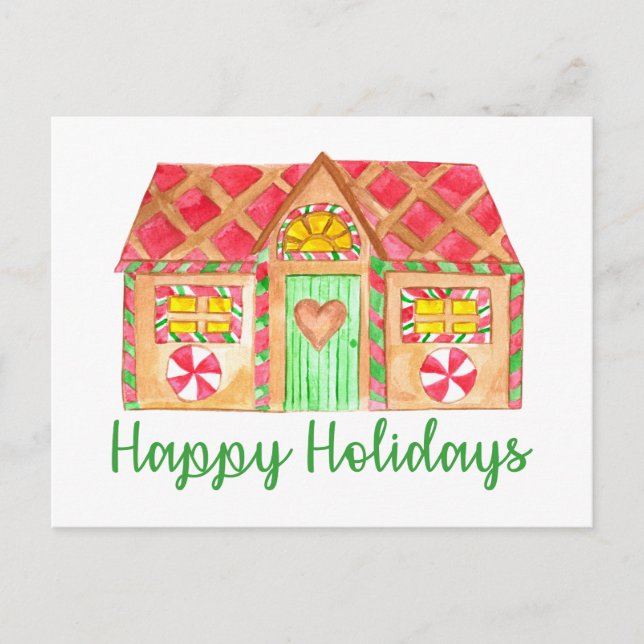 Postal Felices fiestas casa de Gingerbread (Anverso)