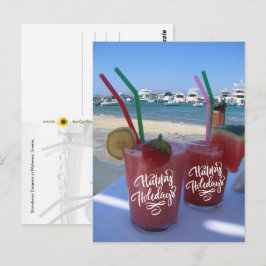 Postal Felices Fiestas con Daiquiris de Fresa -