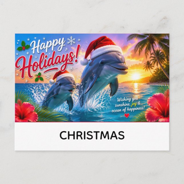 Postal Felices fiestas con tema de Navidad (Anverso)