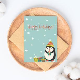 Postal Felices fiestas! Cute pingüino NAVIDADES