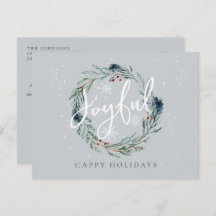 Felices Fiestas de Invierno Corona de Navidad Niev