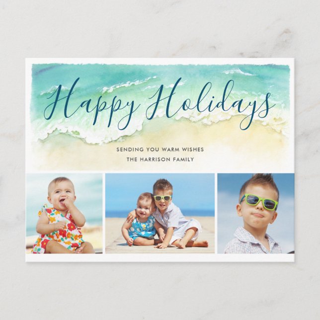 Postal Felices Fiestas de la Playa Costera 3-Foto (Anverso)