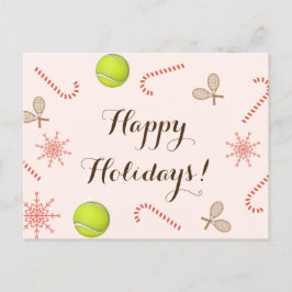 Postal Felices Fiestas de Tenis Racket Racket Candy Cane