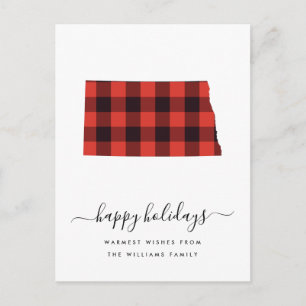 Postal Felices Fiestas Deseos cálidos Dakota del Norte