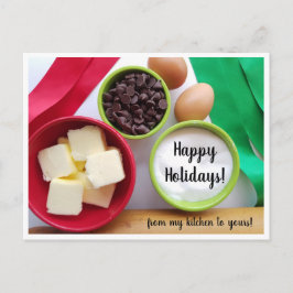 Postal Felices fiestas devorando ingredientes de mi cocin