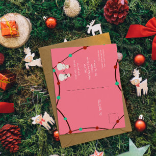 Postal Felices Fiestas – Duo de Muñecos de Nieve y Luces 