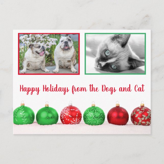 Postal Felices fiestas Mascota moderna foto (Anverso)