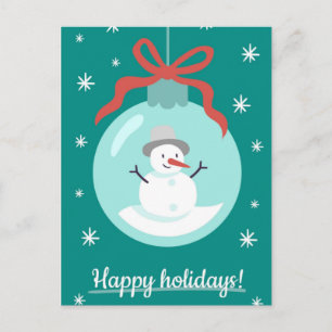 Postal Felices Fiestas Muñeco de Nieve
