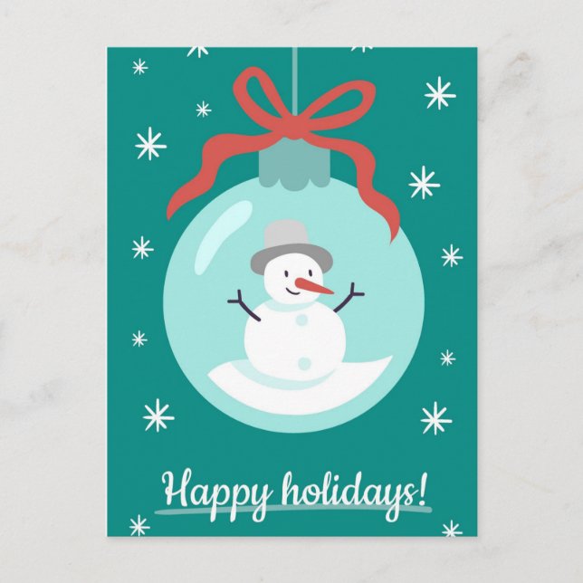 Postal Felices Fiestas Muñeco de Nieve (Anverso)