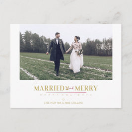 Postal Felices Fiestas Navidad Recién Casados Foto Person