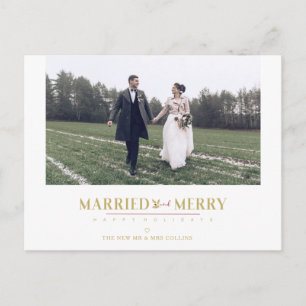 Postal Felices Fiestas Navidad Recién Casados Foto Person