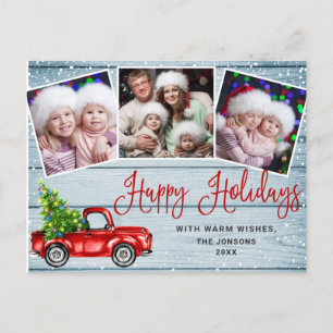 Postal Felices Fiestas Navidades Camión de Granja Roja 3