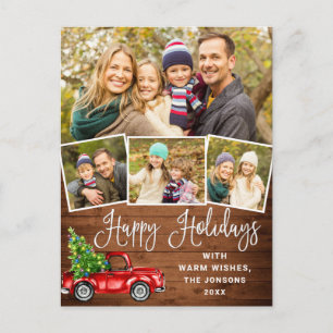 Postal Felices Fiestas Navidades Camión de Granja Roja 4