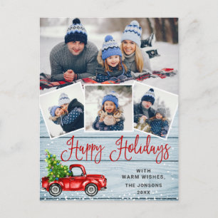 Postal Felices Fiestas Navidades Camión de Granja Roja 4