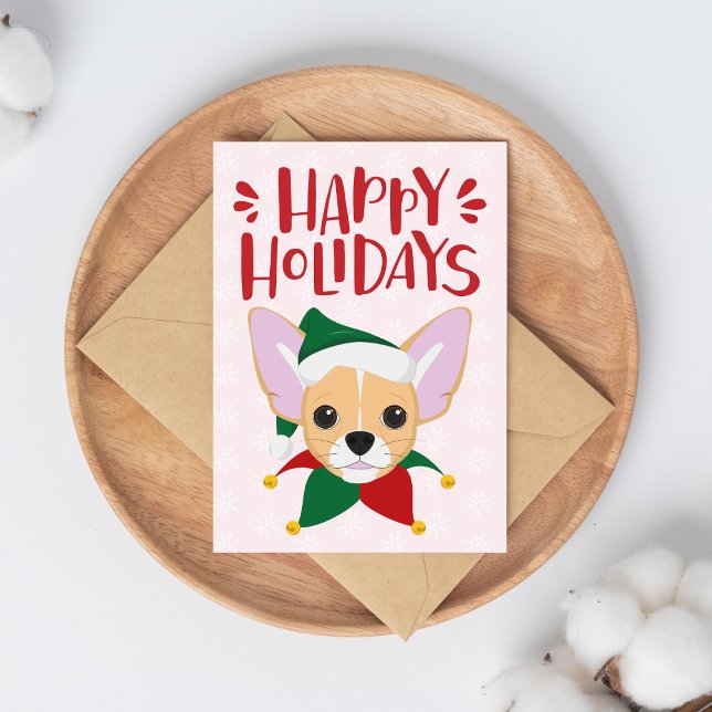 Postal Felices fiestas - Navidades Cute Chihuahua (Subido por el creador)