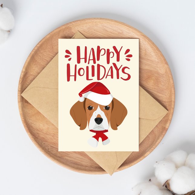 Postal Felices Fiestas - Navidades de Cute Beagle (Subido por el creador)