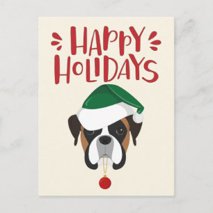 Postal Felices fiestas - Navidades de Cute Boxer