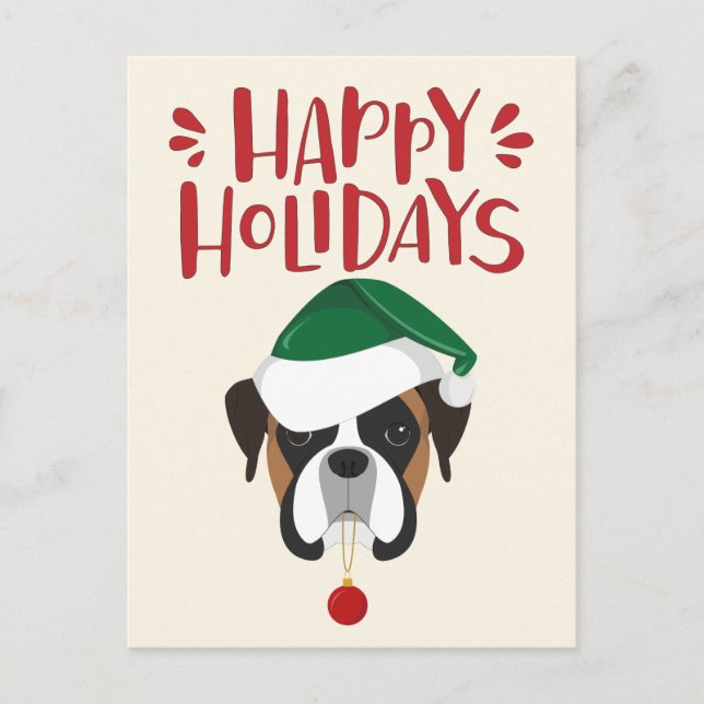 Postal Felices fiestas - Navidades de Cute Boxer (Anverso)