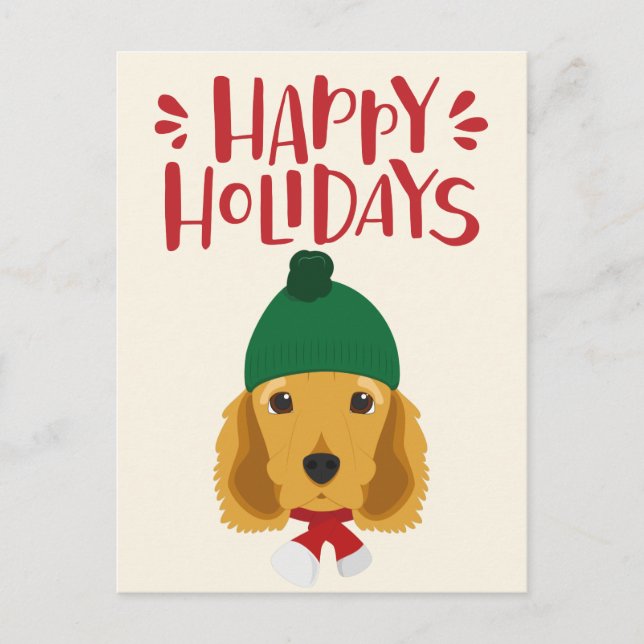 Postal Felices fiestas - Navidades de Cute Cocker Spaniel (Anverso)