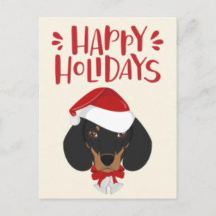 Postal Felices fiestas - Navidades de Cute Dachshund
