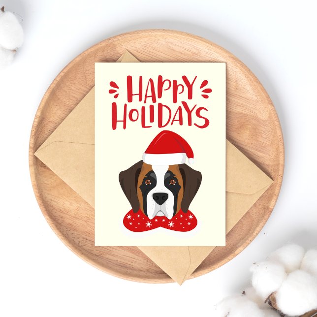 Postal Felices fiestas - Navidades de Cute Saint Bernard (Subido por el creador)
