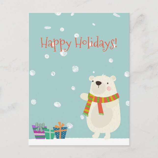 Postal Felices fiestas! Navidades de oso polar lindo (Anverso)