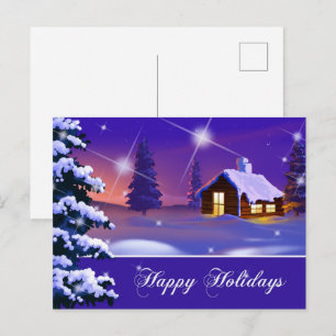 Postal Felices Fiestas. Navidades de pintura de Snowy Vil