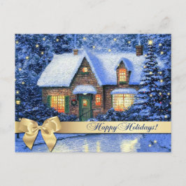 Postal Felices Fiestas. Navidades de pintura de Snowy Vil