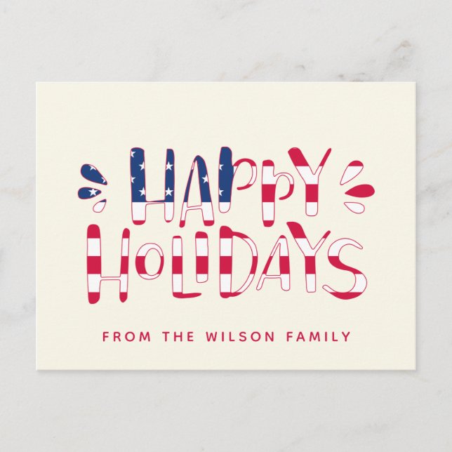 Postal Felices fiestas - Navidades de tipografía de bande (Anverso)